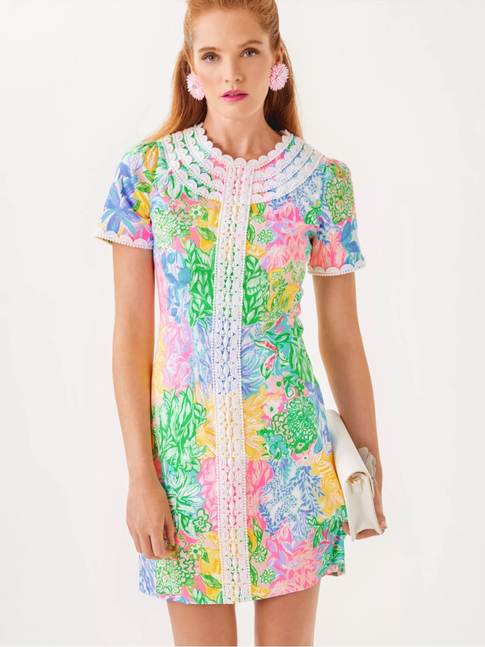 Lilly Pulitzer Mila Multicolor Floral Lace-Trim Shift Dress